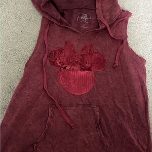 Pink Cross Sleeveless Hoodie with sequin Minnie